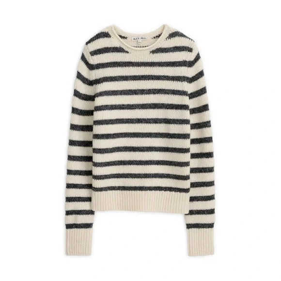Alex Mill Raya Striped Sweater in White/Ash, Size M - Picture 5 of 9